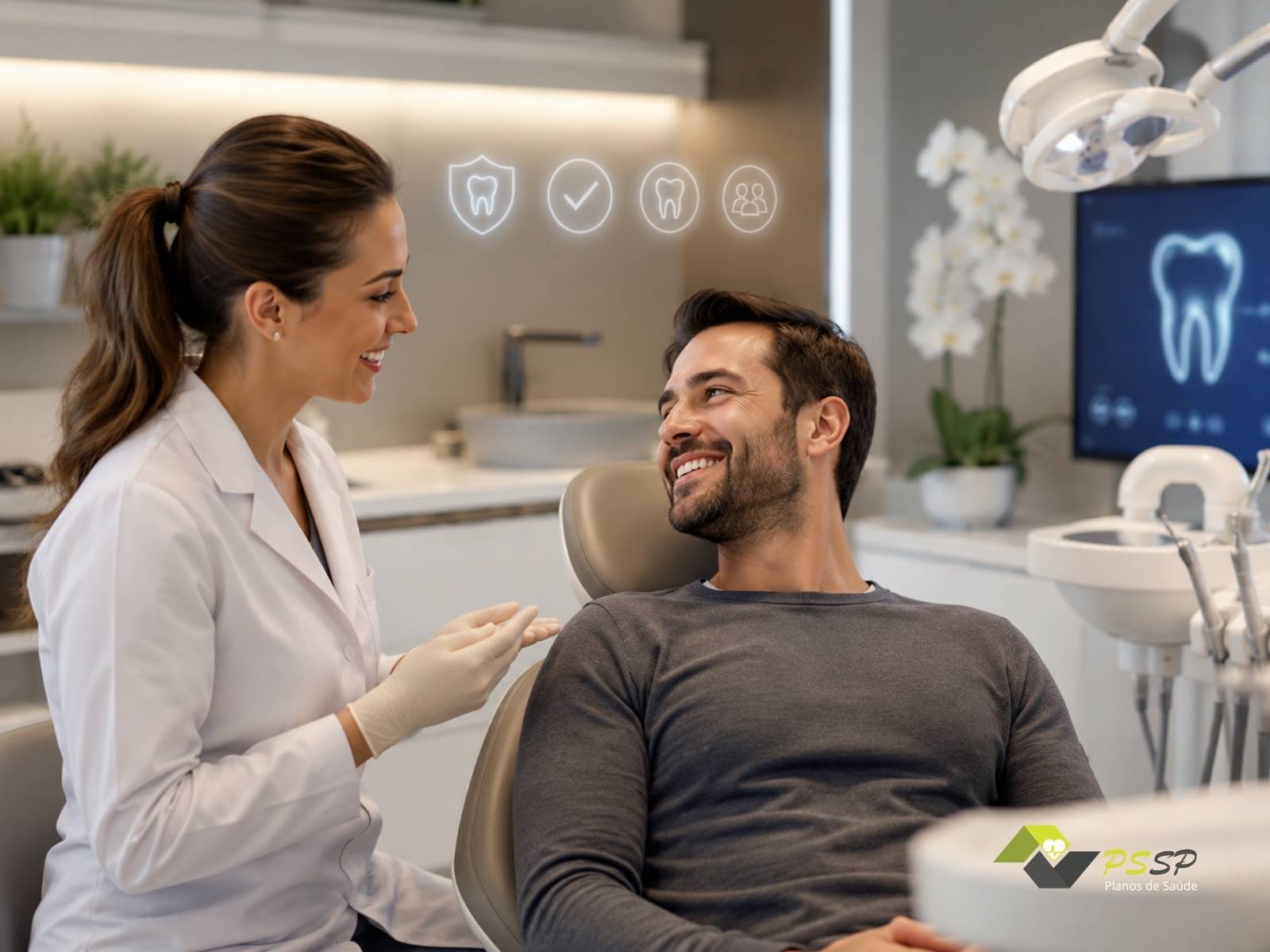 Plano de saúde odontológico com cobertura para consultas, prevenção e tratamentos dentários